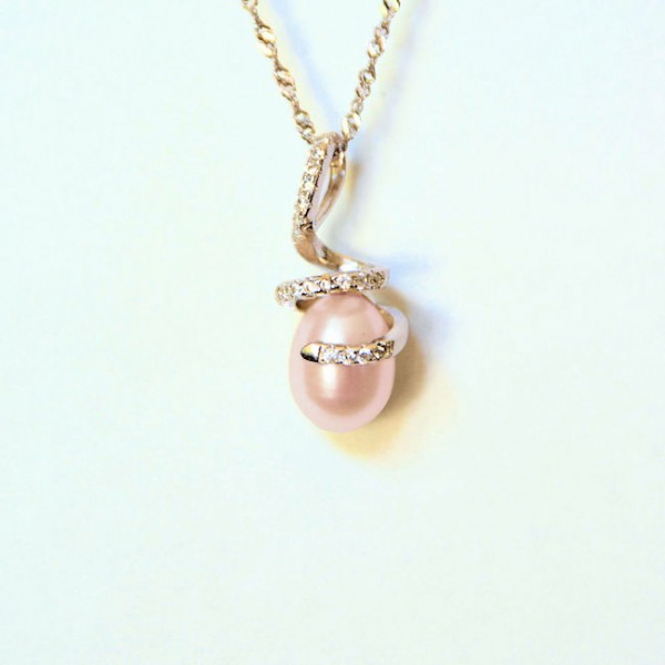 Pendentif Perle de culture rose